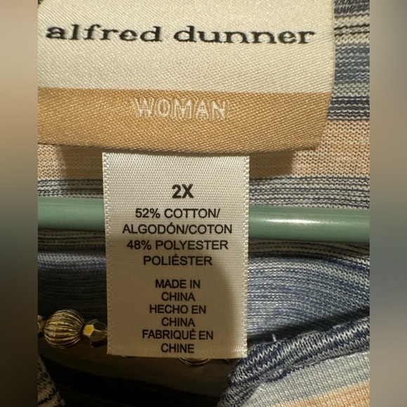 Alfred Dunner Women’s Plus Size A Fresh Start Striped 3/4 Sleeve Top Sz 2X - Picture 5 of 10